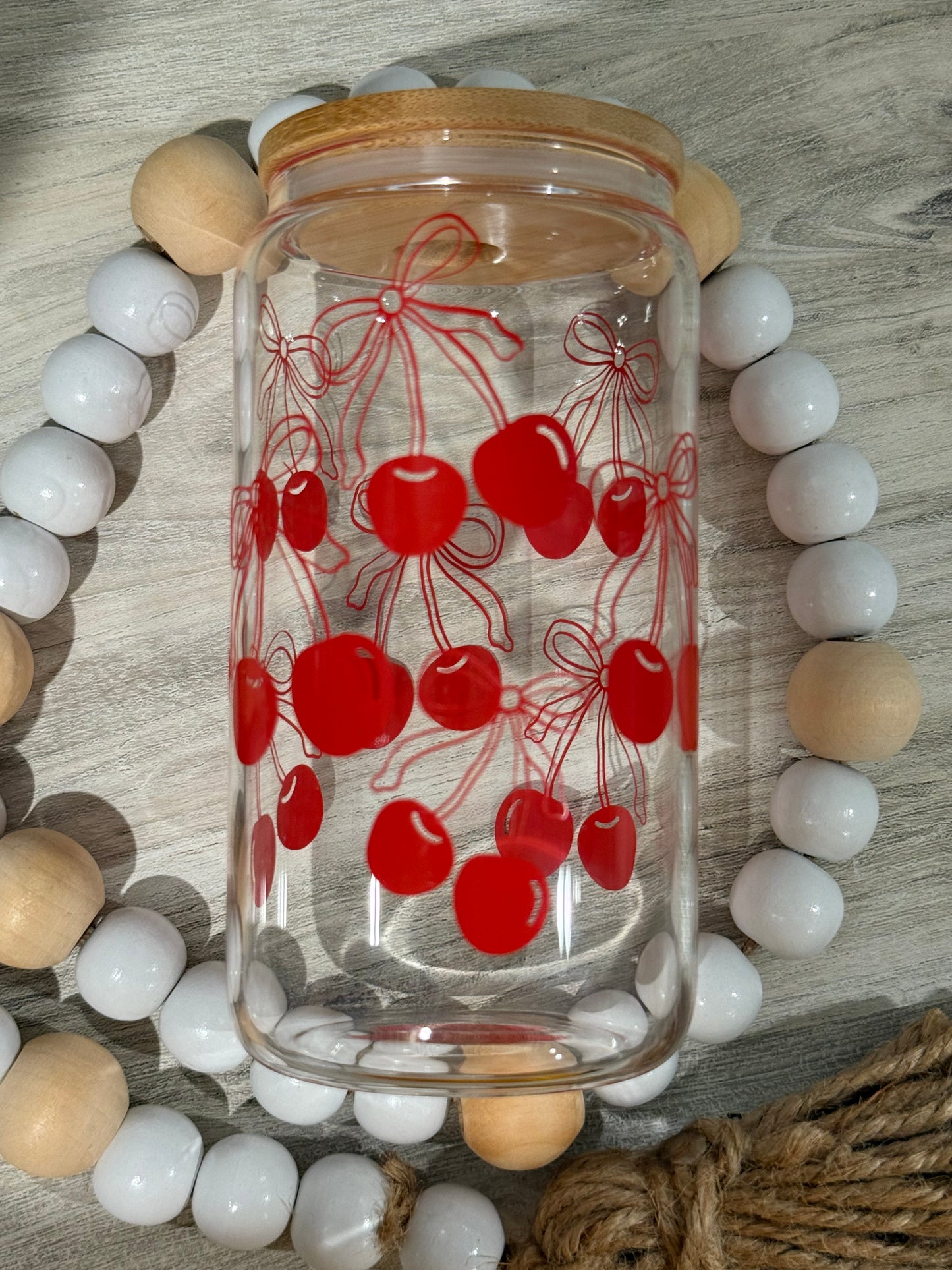 Cherry glass cup