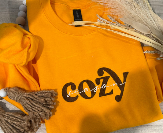 Cozy season embroidered crew