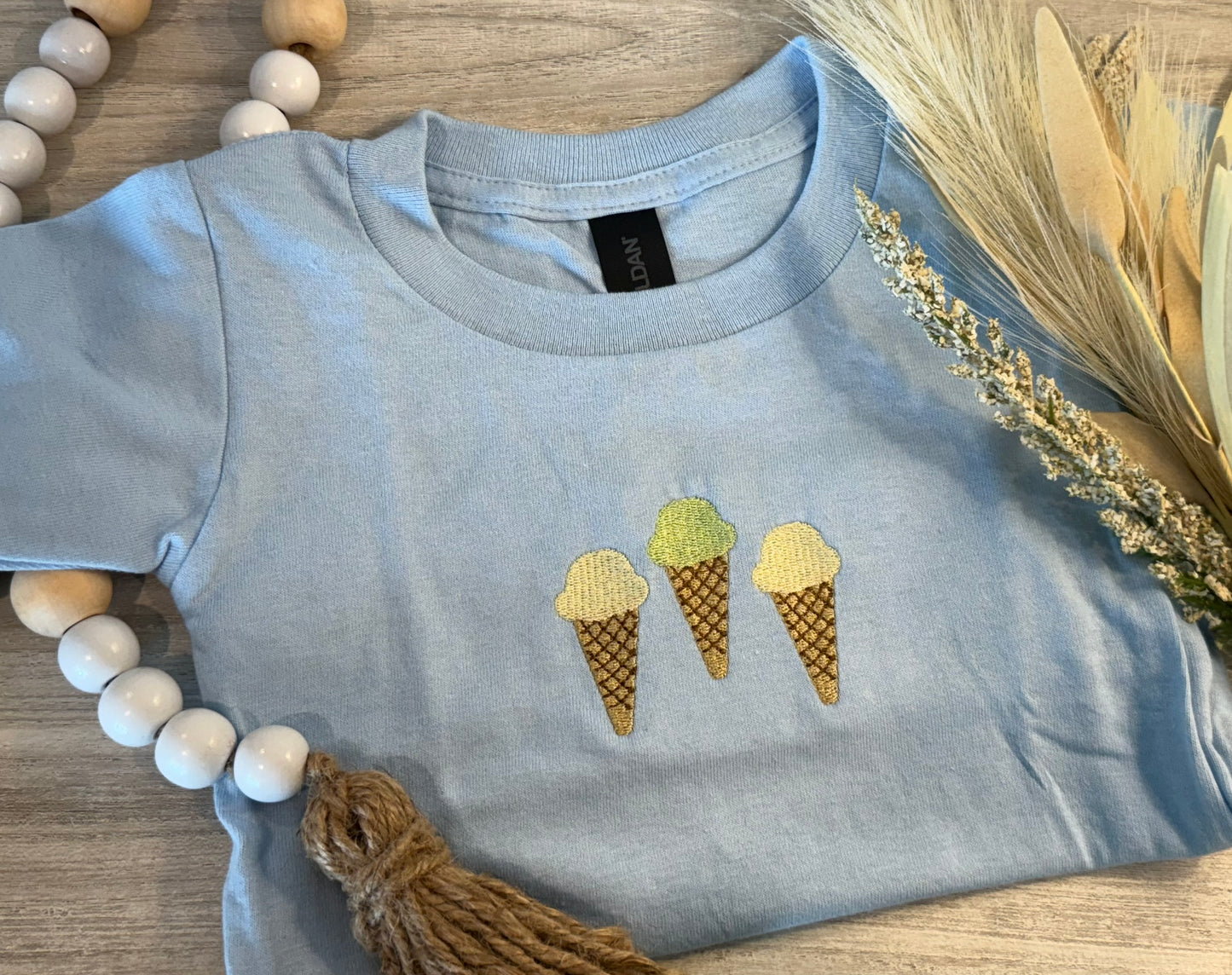 Embroidered ice cream cone toddler Tee