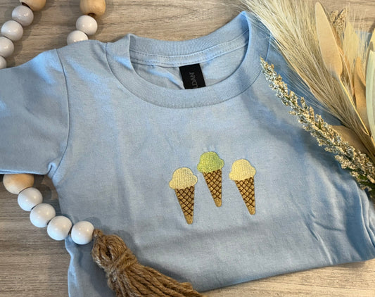 Embroidered ice cream cone toddler Tee