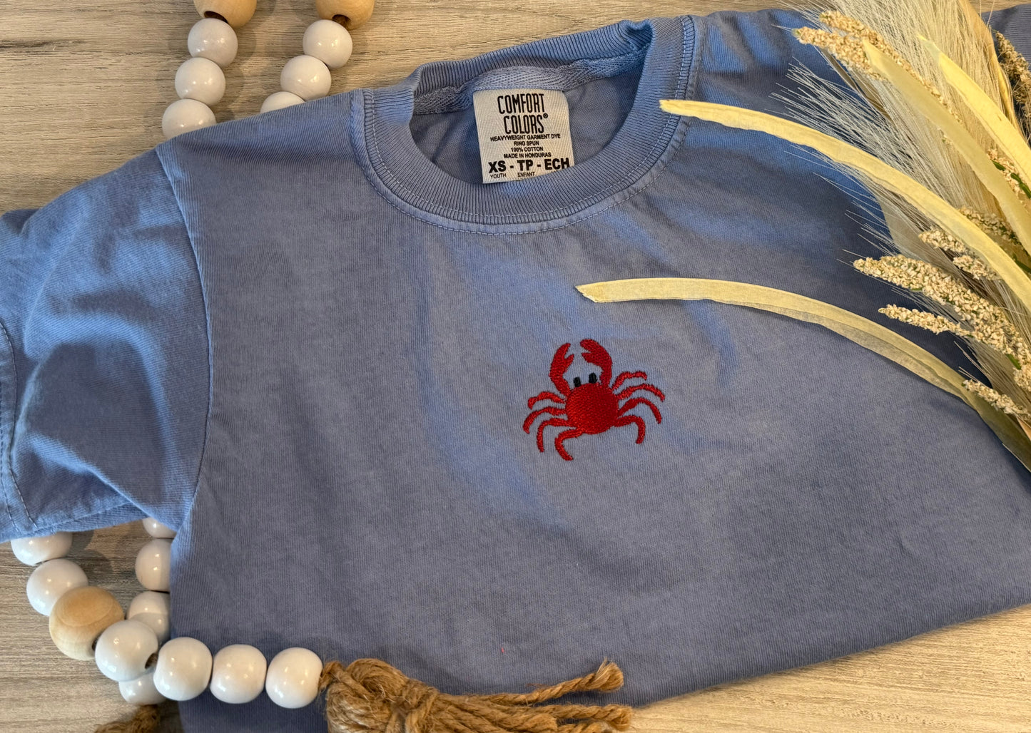 Embroidered Crab Youth Tee