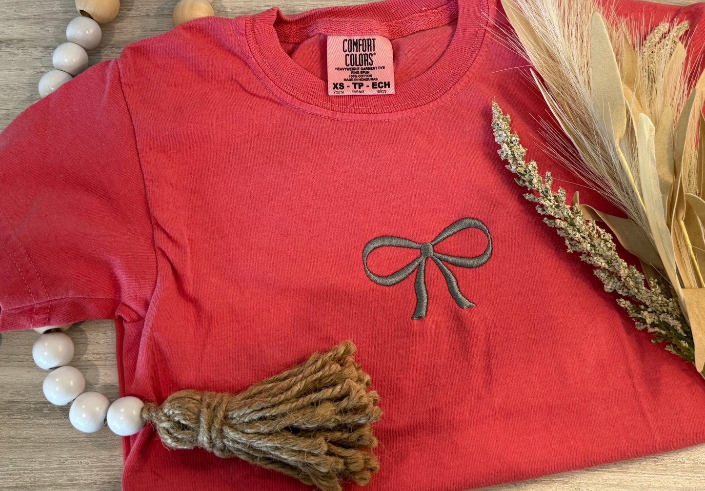 Embroidered Bow Youth Tee