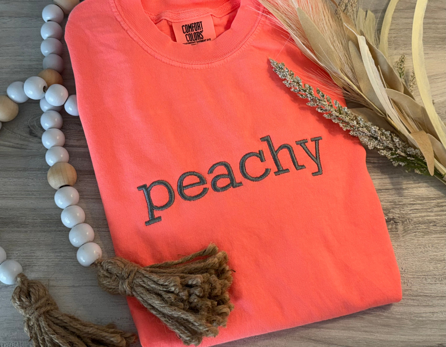 Embroidered peachy tee