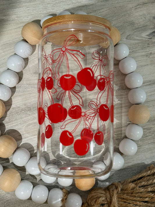 Cherry glass cup