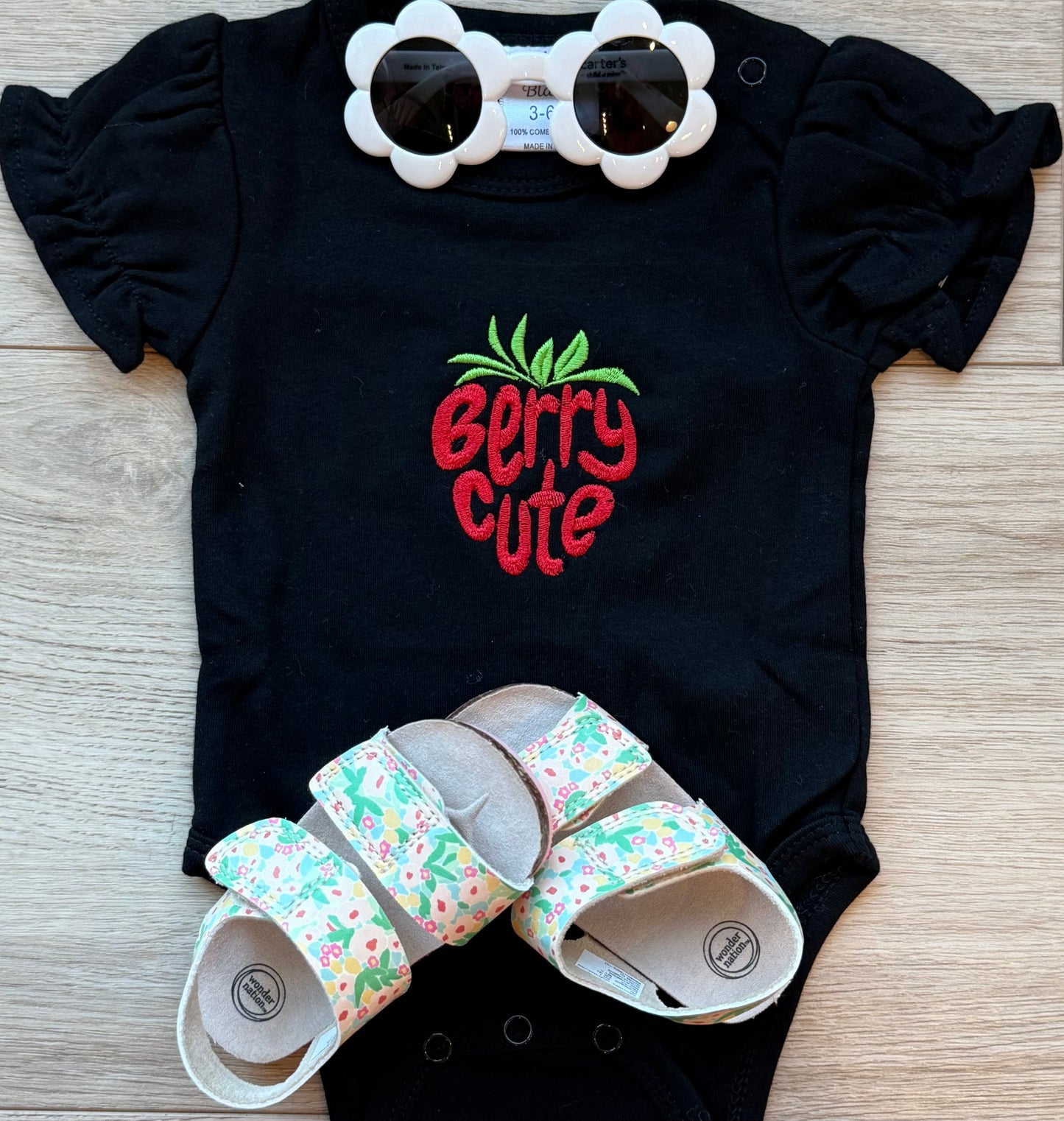 Berry embroidered onesie
